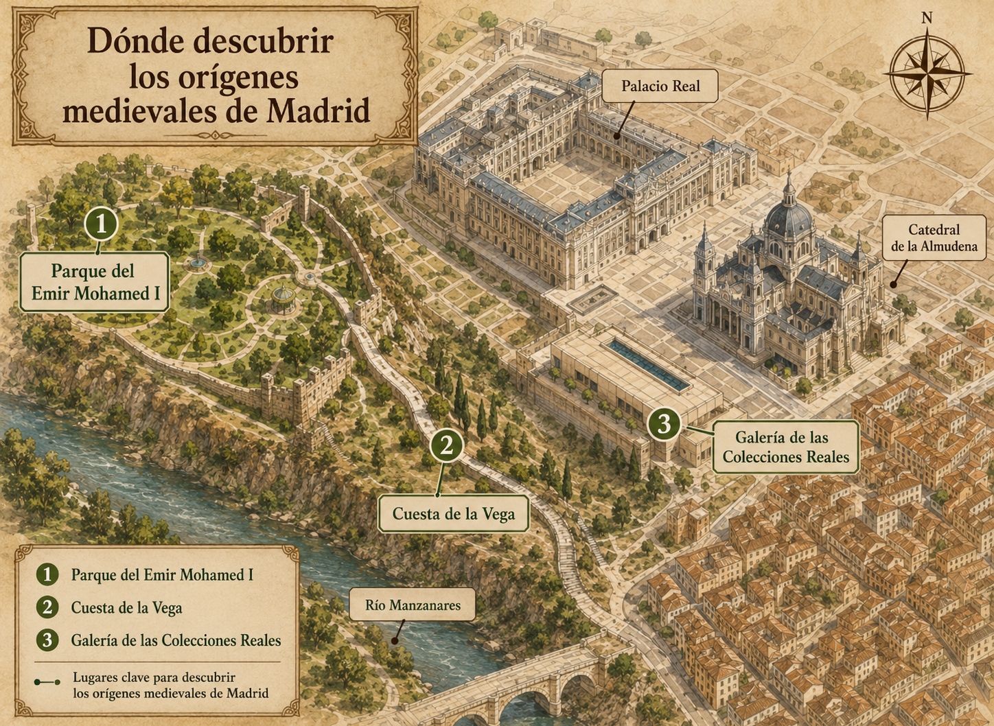 Recreación aproximada de Mayrit entre los siglos IX y XI.