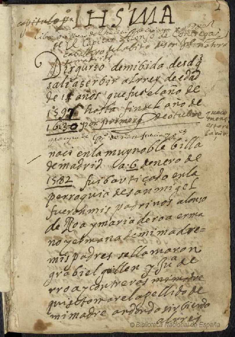 Página del manuscrito en el que trabajó Alonso de Contreras, uno de los más conocidos piratas españoles