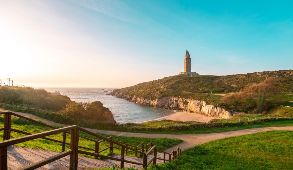 Paisaje con la Torre de Hércules de fondo