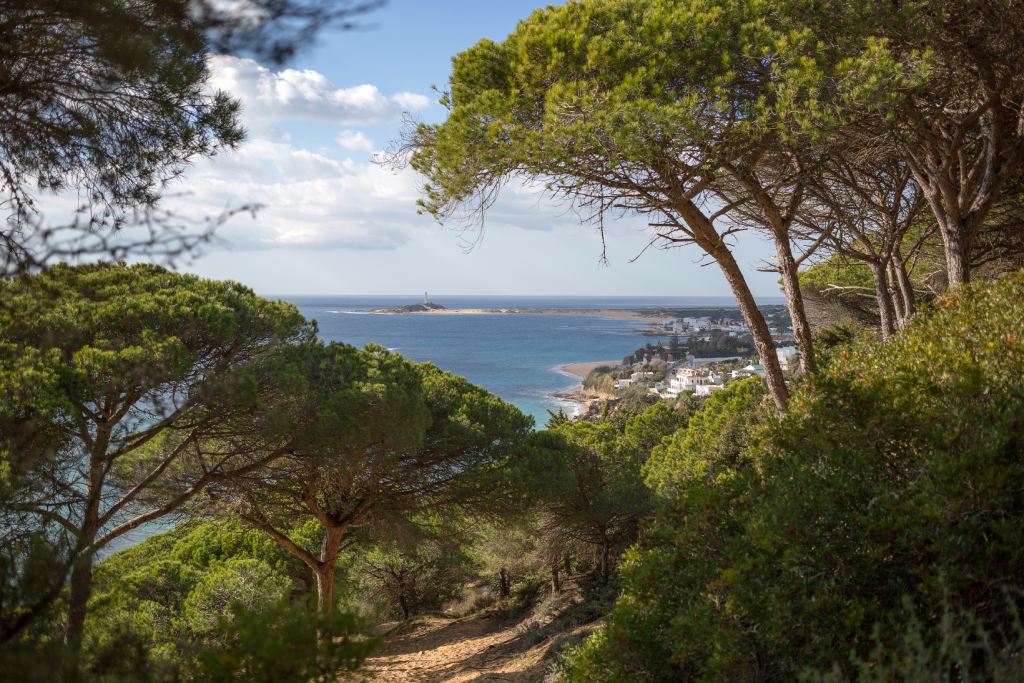 Los Caños de Meca desde los acantilados del Parque Natural de La Breña y las Marismas de Barbate