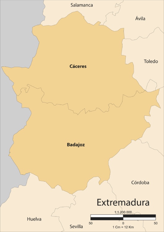 Mapa de Extremadura